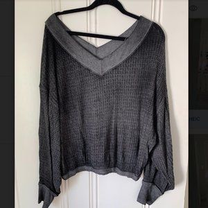 Dark Gray Free People V Neck Long Sleeve
